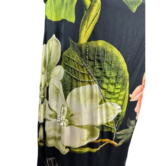 Siddhartha Bansal Halter Maxi Dress Lined Black Floral Sequin Detail Size 2 - Picture 9 of 11